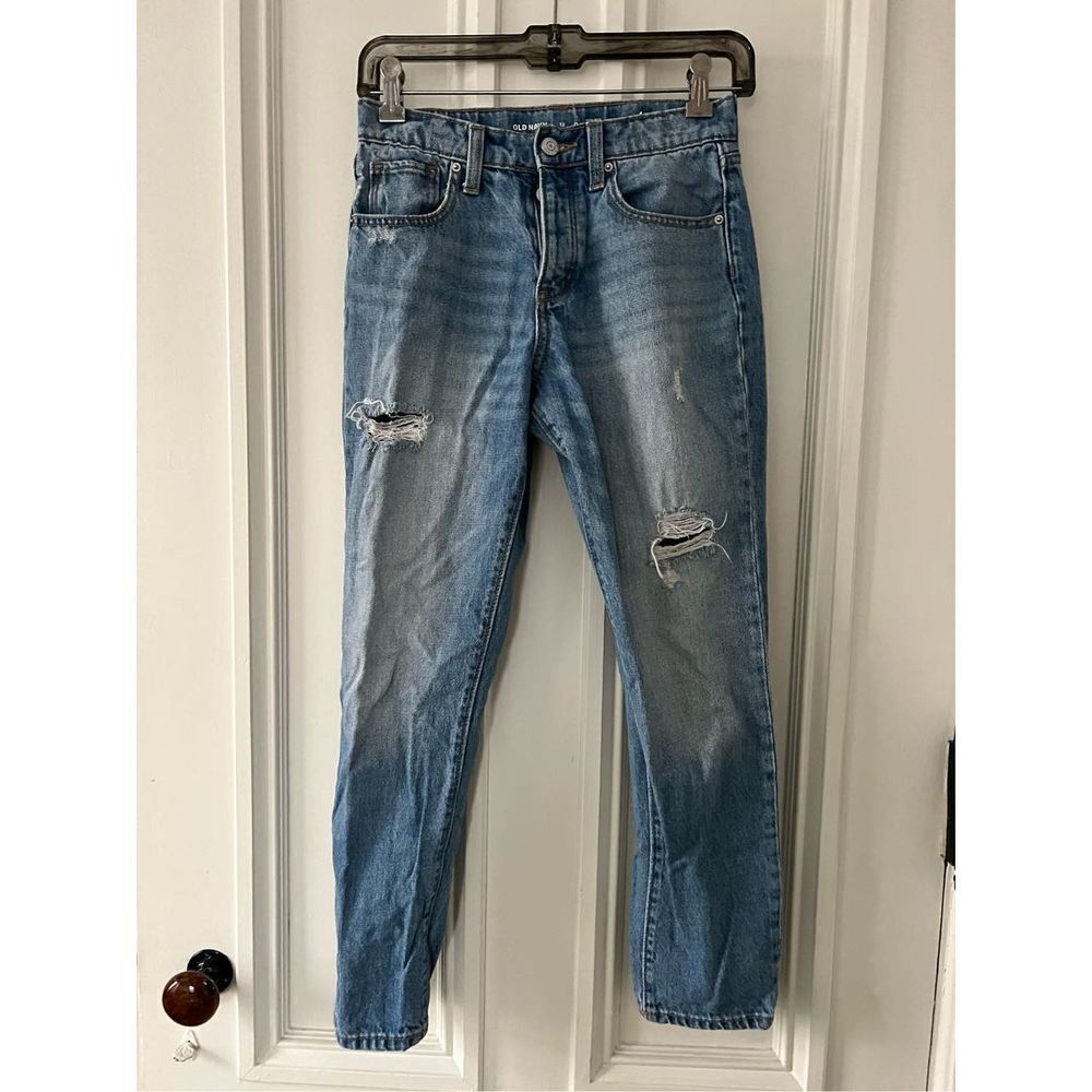 Old Navy light wash distressed OG built in straight girls jeans 12